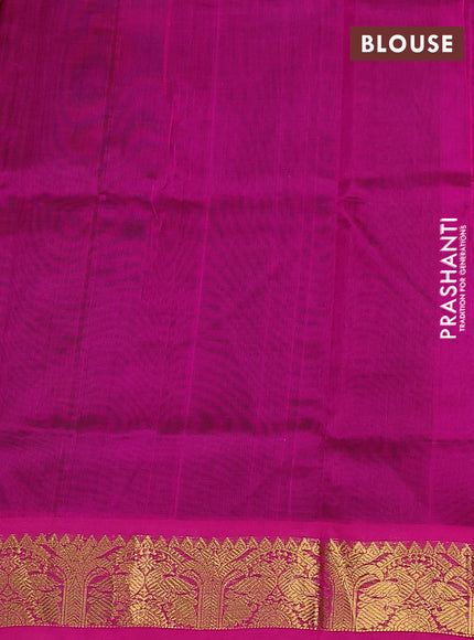 Silk cotton saree green and magenta pink with zari woven buttas and zari woven border