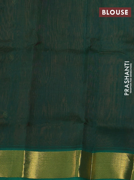 Silk cotton saree rust shade and green with zari woven buttas and zari woven border