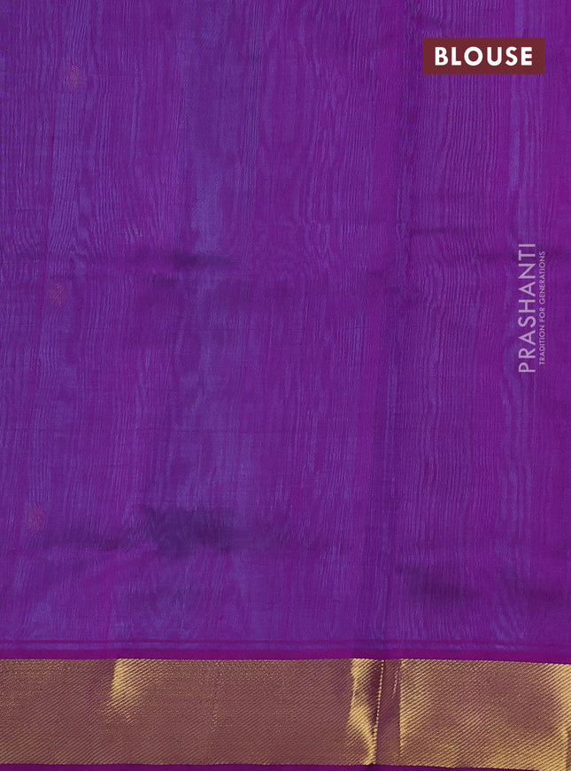 Silk cotton saree light blue and purple with zari woven buttas and zari woven border