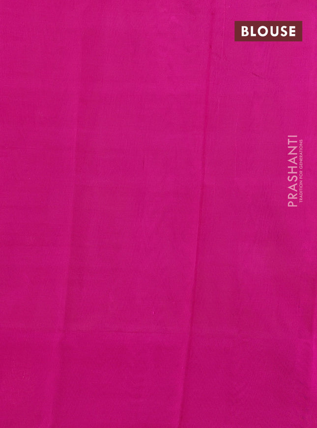 Silk cotton saree dual shade of pinkish yellow and pink with zari woven buttas and temple design zari woven border