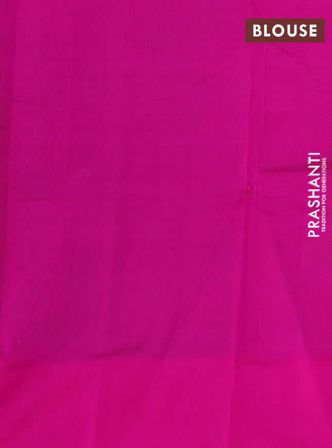 Silk cotton saree magenta pink and pink with zari woven buttas and temple design zari woven border