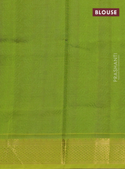 Silk cotton saree blue and light green with allover self emboss jacquard and zari woven border