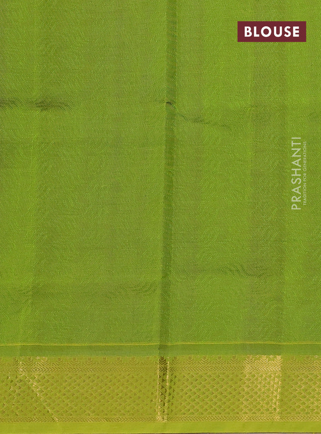 Silk cotton saree blue and light green with allover self emboss jacquard and zari woven border