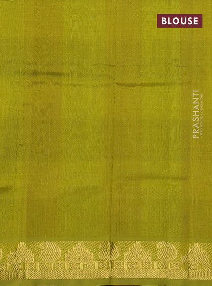 Silk cotton saree maroon and lime yellow with allover paalum pazhamum checks & zari buttas and paisley & temple zari woven border