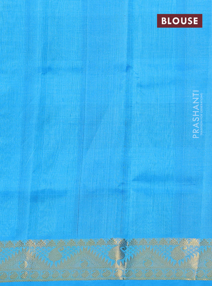 Silk cotton saree blue and cs blue with allover paalum pazhamum checks & zari buttas and zari woven border