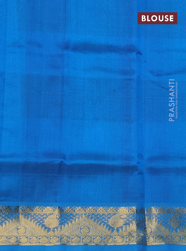 Silk cotton saree cream and cs blue with allover paalum pazhamum checks & zari buttas and zari woven border