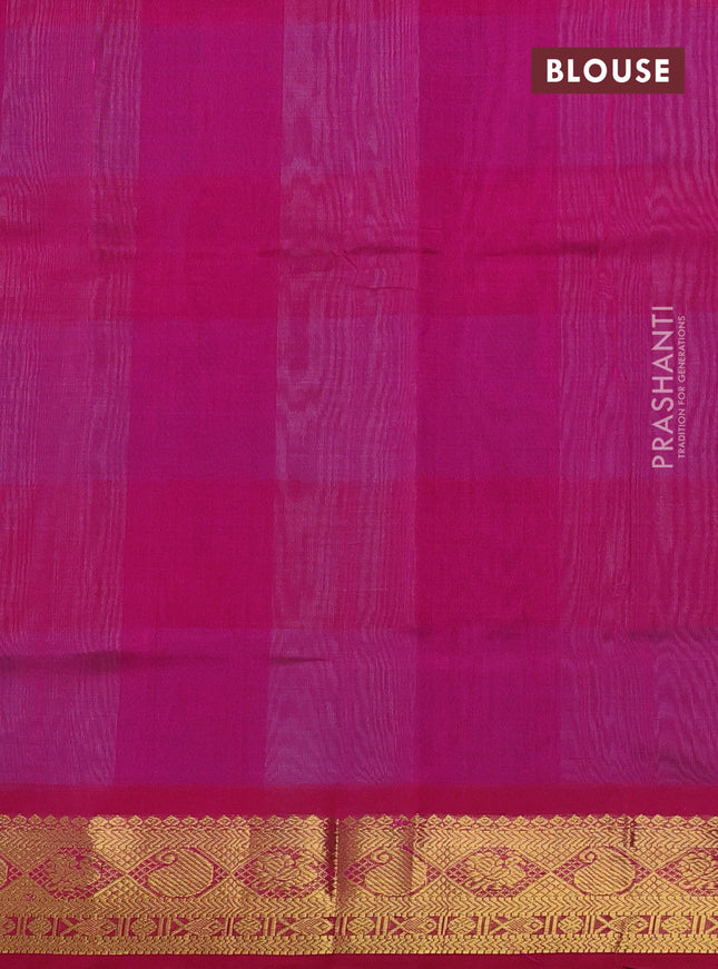 Silk cotton saree light blue and pink with allover paalum pazhamum checks & zari buttas and zari woven border