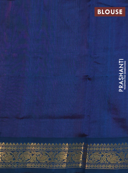 Silk cotton saree pink and peacock blue with zari woven buttas and zari woven border