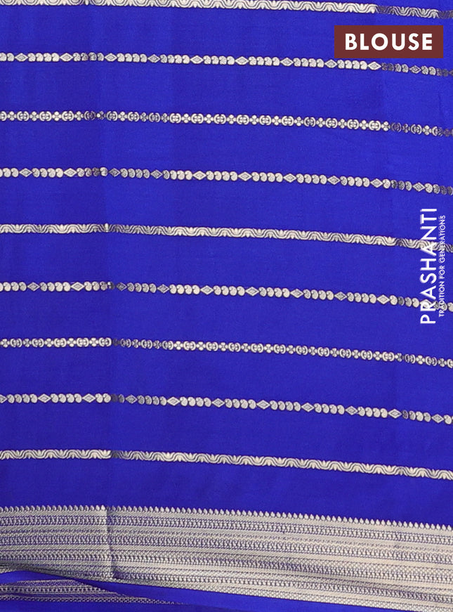 Semi mysore silk saree light blue and blue with allover zari weaves and zari woven border
