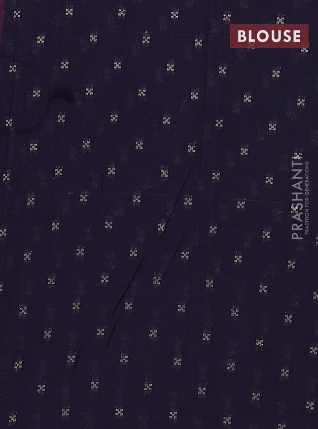 Semi mysore silk saree pink and navy blue with allover zari weaves and zari woven border