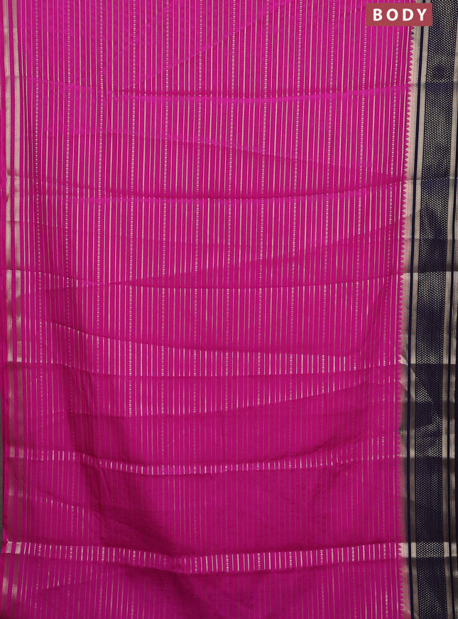 Semi mysore silk saree magenta pink and navy blue with allover zari weaves and zari woven border