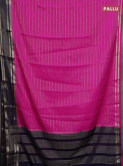 Semi mysore silk saree magenta pink and navy blue with allover zari weaves and zari woven border