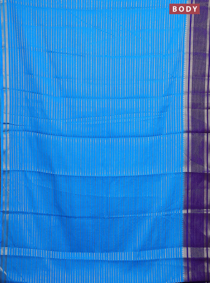 Semi mysore silk saree cs blue and violet with allover zari weaves and zari woven border
