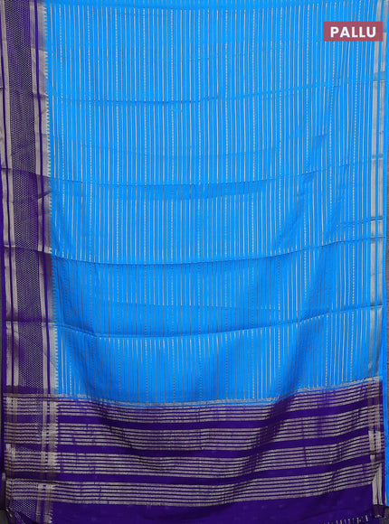 Semi mysore silk saree cs blue and violet with allover zari weaves and zari woven border