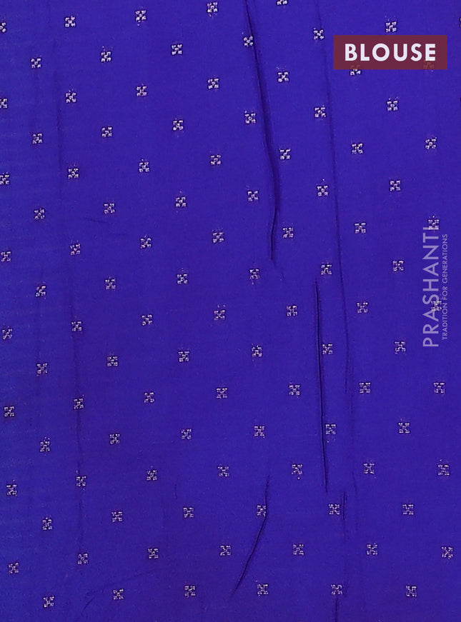 Semi mysore silk saree cs blue and violet with allover zari weaves and zari woven border