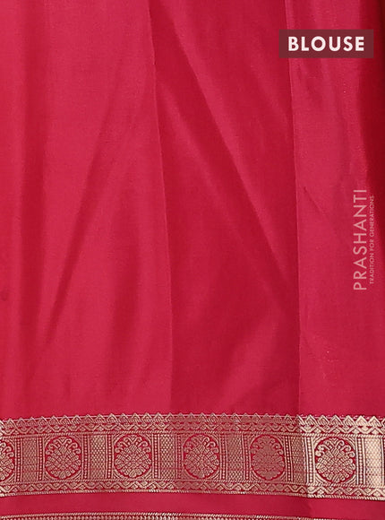 Semi mysore silk saree peach orange and red with plain body and zari woven border