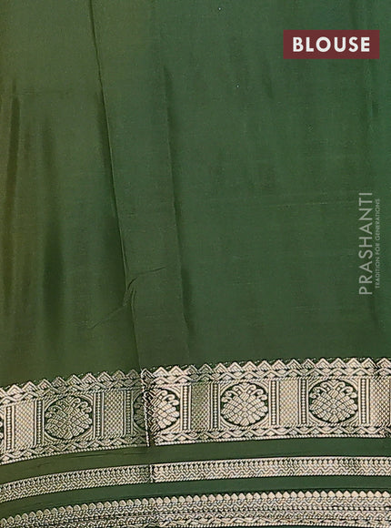 Semi mysore silk saree mustard yellow and sap green with plain body and zari woven border
