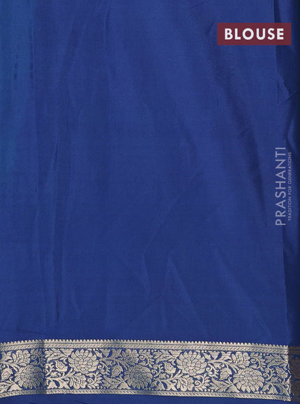 Semi mysore silk saree teal green and peacock blue with plain body and zari woven border