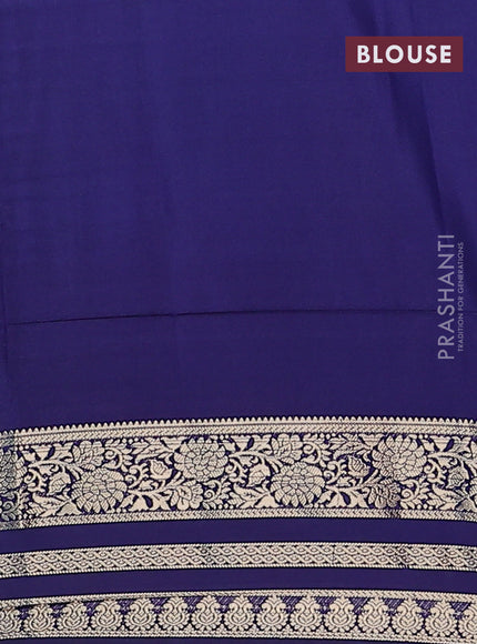 Semi mysore silk saree teal green and dark blue with plain body and zari woven border