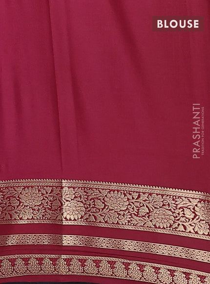 Semi mysore silk saree lotus pink and deep maroon with plain body and zari woven border