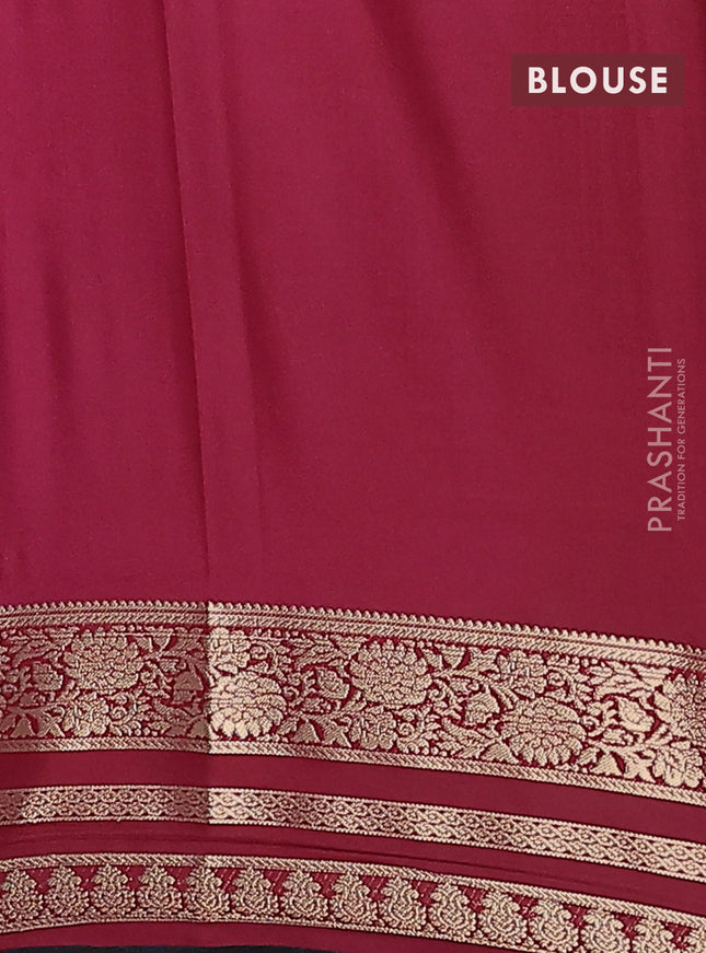 Semi mysore silk saree lotus pink and deep maroon with plain body and zari woven border