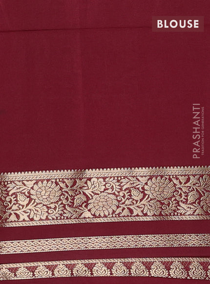 Semi mysore silk saree pink shade and deep maroon with plain body and zari woven border
