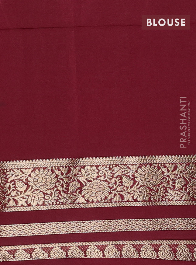 Semi mysore silk saree pink shade and deep maroon with plain body and zari woven border