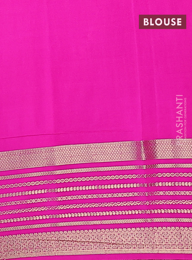 Semi mysore silk saree wine shade and pink with plain body and zari woven border