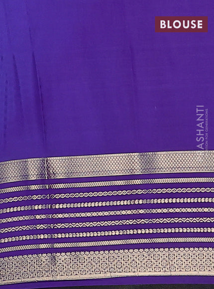 Semi mysore silk saree light blue and violet with plain body and zari woven border