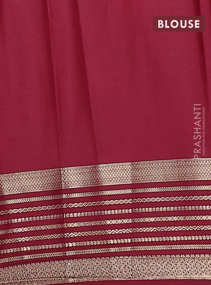 Semi mysore silk saree lotus pink and deep maroon with plain body and zari woven border