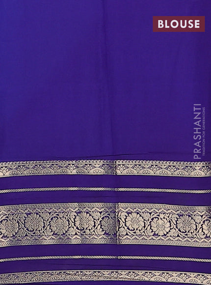 Semi mysore silk saree light blue and blue with plain body and long zari woven border