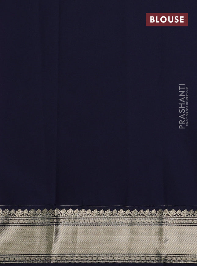Semi kanchipuram silk saree lavender and navy blue with zari woven buttas and zari woven korvai border