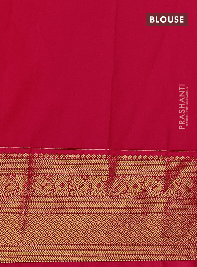 Semi kanchipuram silk saree peacock blue and pink with allover zari checks & buttas and rich zari woven korvai border