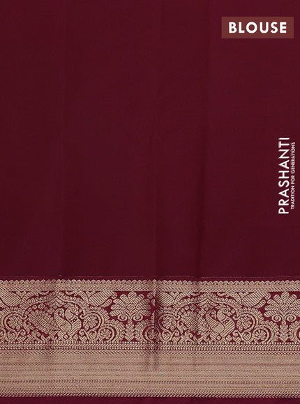 Semi kanchipuram silk saree reddish pink and wine shade with zari woven buttas and rich zari woven korvai border