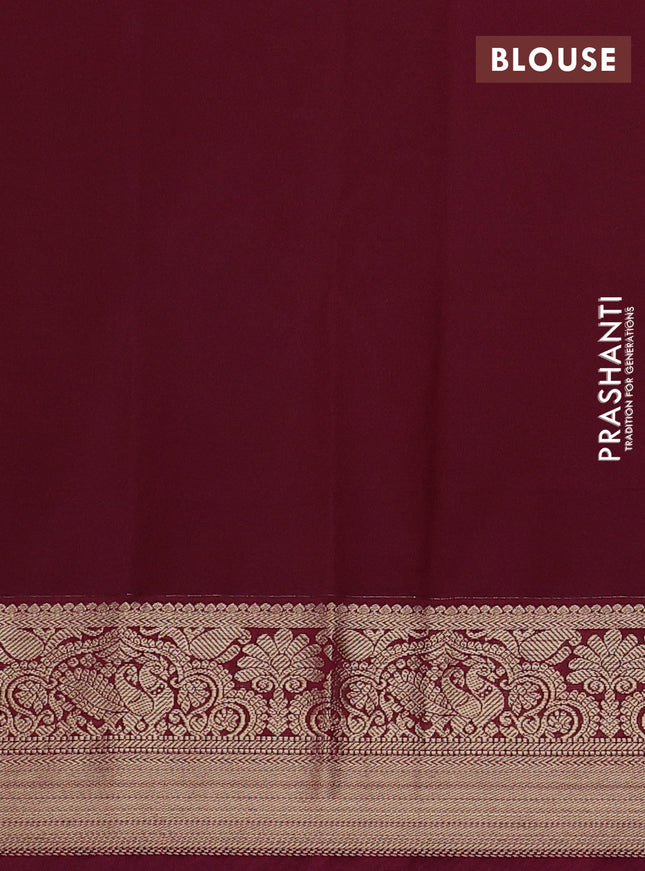 Semi kanchipuram silk saree reddish pink and wine shade with zari woven buttas and rich zari woven korvai border