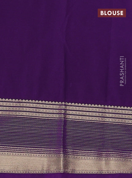Semi kanchipuram silk saree cs blue and purple with zari woven buttas and zari woven korvai border