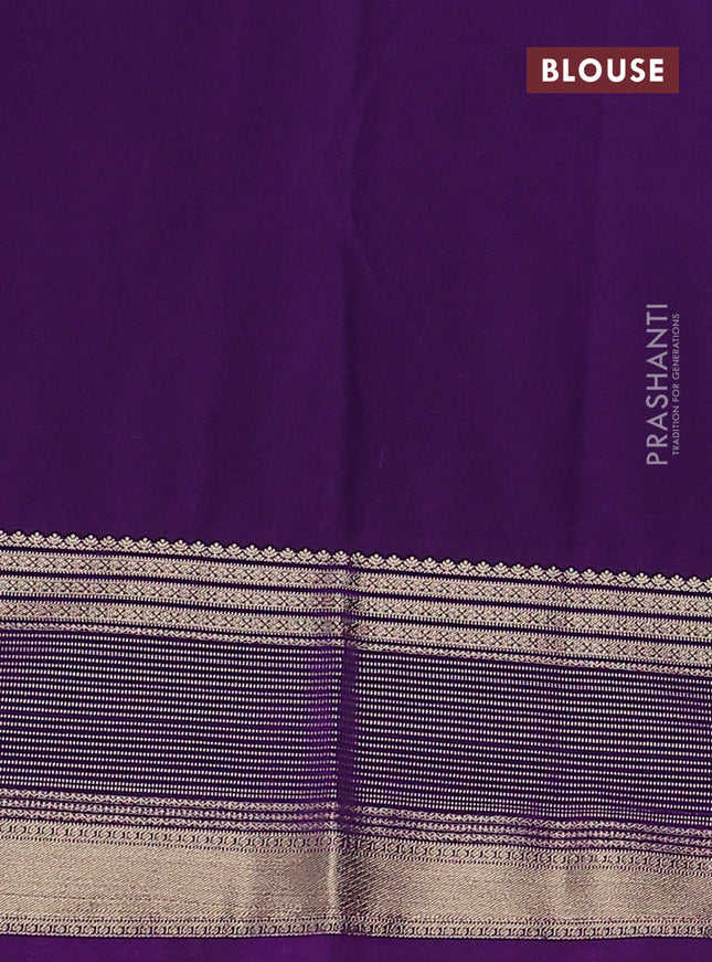 Semi kanchipuram silk saree cs blue and purple with zari woven buttas and zari woven korvai border