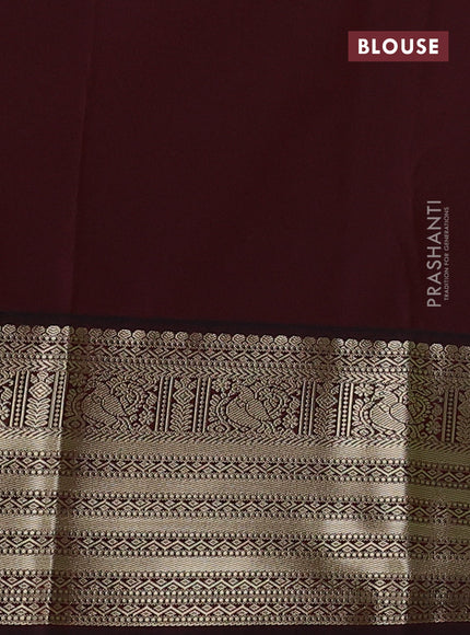 Semi kanchipuram silk saree teal green shade and deep maroon with allover zari weaves & buttas and zari woven korvai border