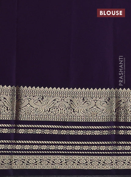 Semi kanchipuram silk saree pink and deep violet with annam zari woven buttas and rich zari woven border