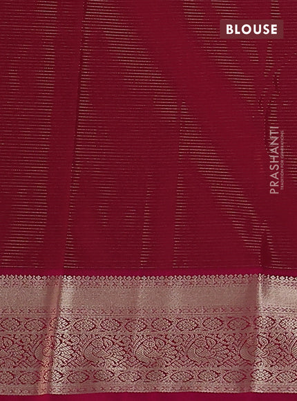 Semi kanchipuram silk saree bottle green and magenta pink with allover small zari checks & buttas and rich zari woven korvai border