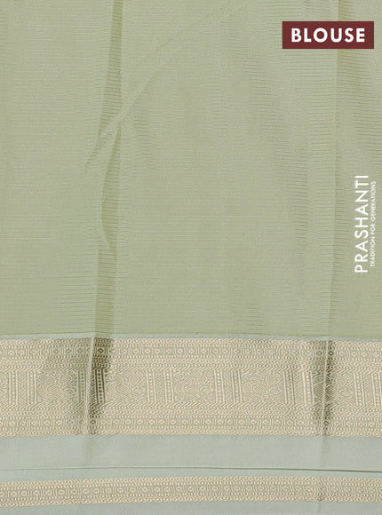 Semi kanchipuram silk saree dark pink and mild pista green with allover zari checks & buttas and rettapet zari woven korvai border