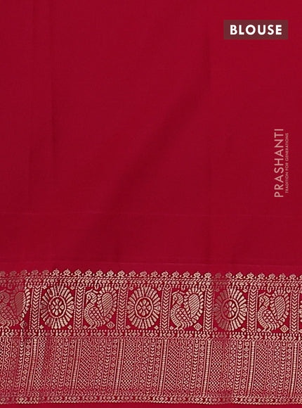 Semi kanchipuram silk saree green and pink with allover zari checks & buttas and zari woven korvai border