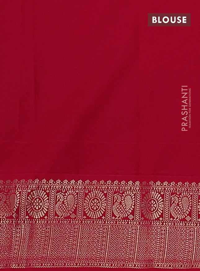 Semi kanchipuram silk saree green and pink with allover zari checks & buttas and zari woven korvai border