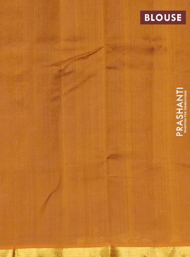 Silk cotton saree blue and mustard yellow with annam zari woven buttas and zari woven border