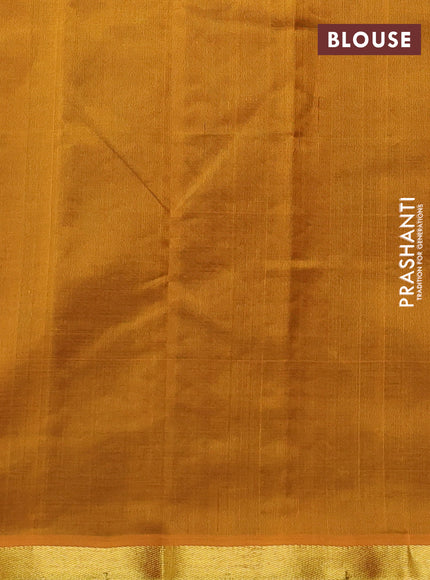 Silk cotton saree green and mustard yellow with annam zari woven buttas and zari woven border