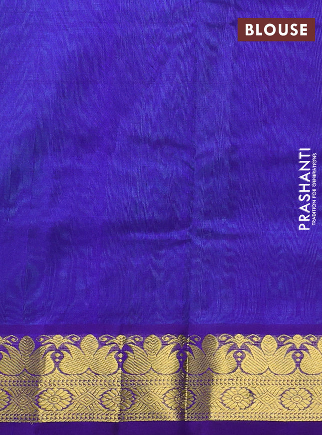 Silk cotton saree teal blue and blue with annam zari woven buttas and zari woven border