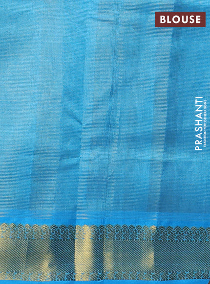 Silk cotton saree beige and light blue with allover vairaosi pattern and zari woven border
