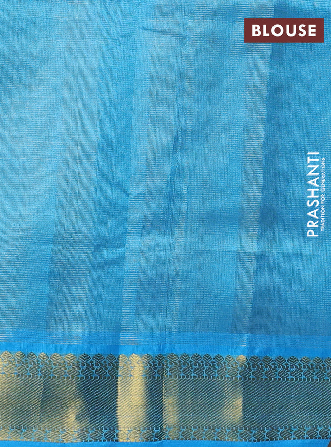 Silk cotton saree beige and light blue with allover vairaosi pattern and zari woven border