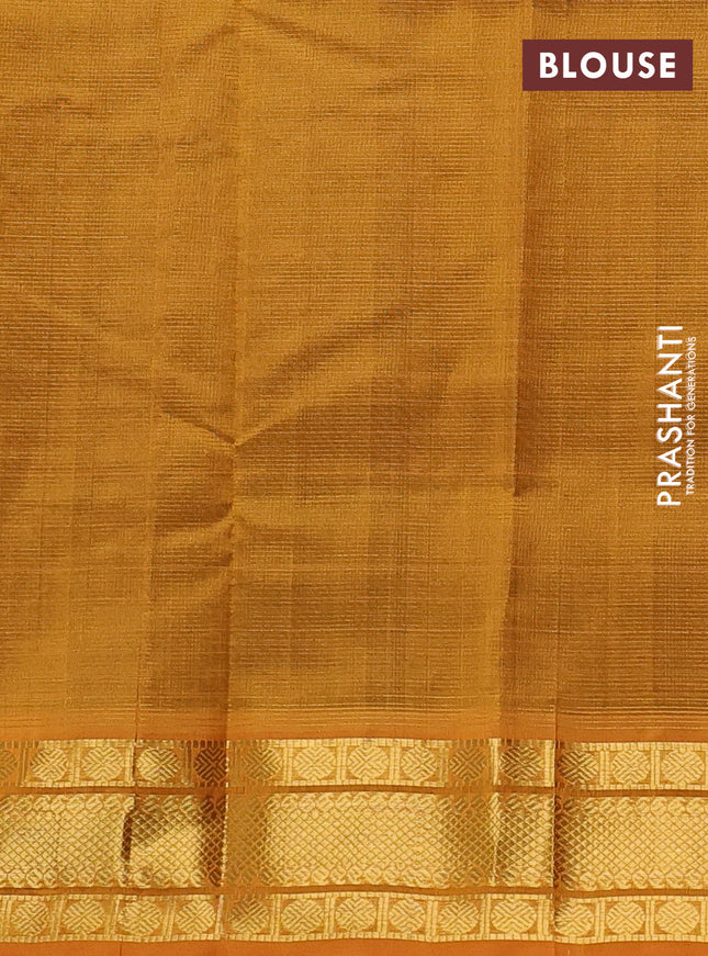 Silk cotton saree coffee brown and mustard yellow with allover vairaosi pattern and zari woven border