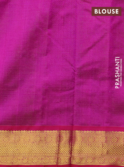 Silk cotton saree blue and pink with allover vairaosi pattern and zari woven border